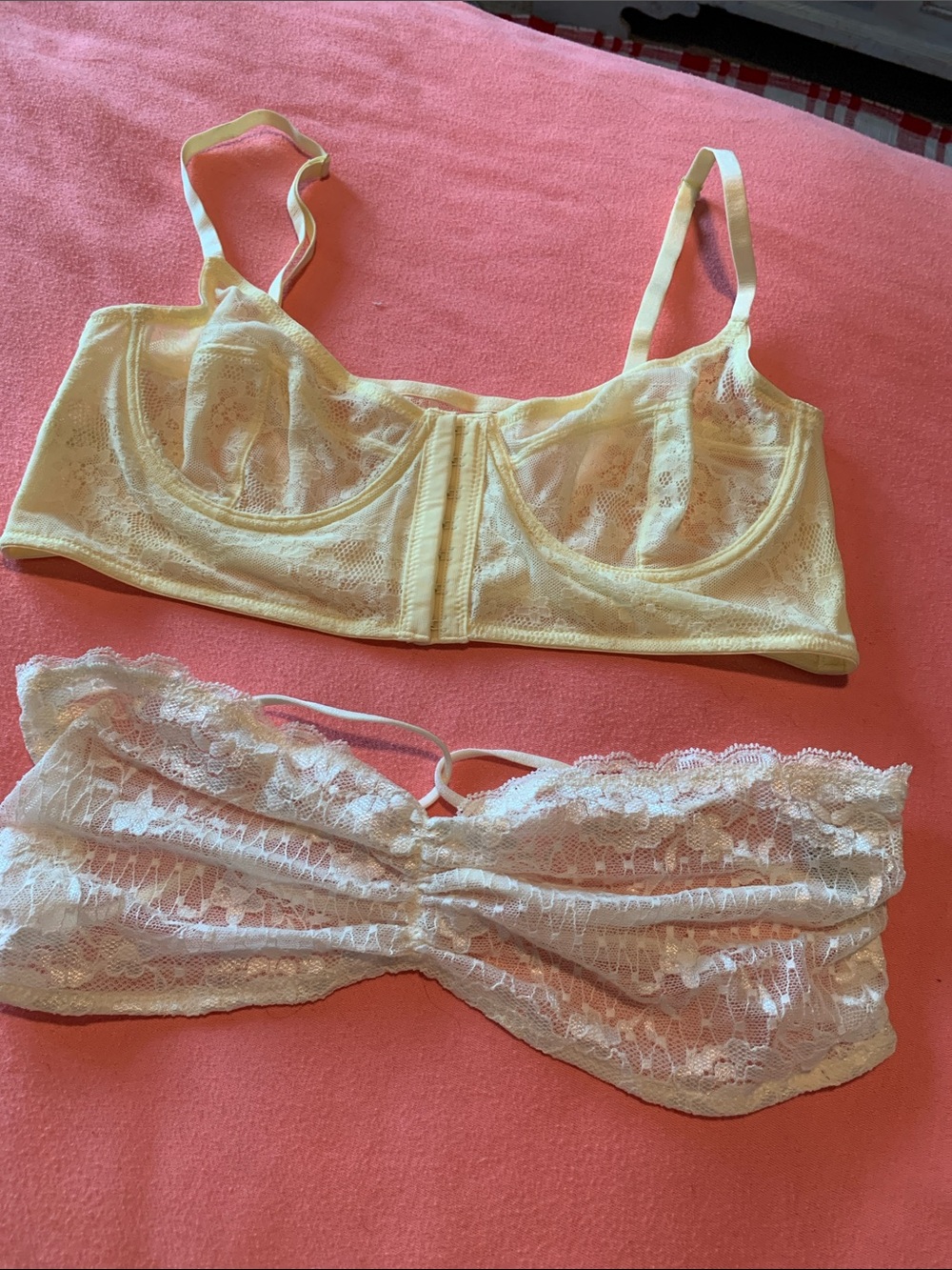 2 Vintage Free People Bras - 1 cream Strapless Size L
